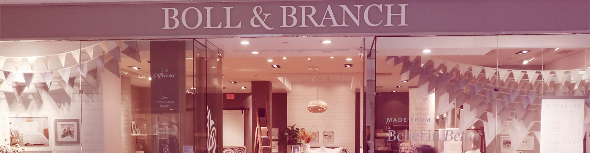 Blog banner featuring Boll & Branch storefront