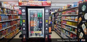 Photo prompting shoppers to use DGX app for soda machine