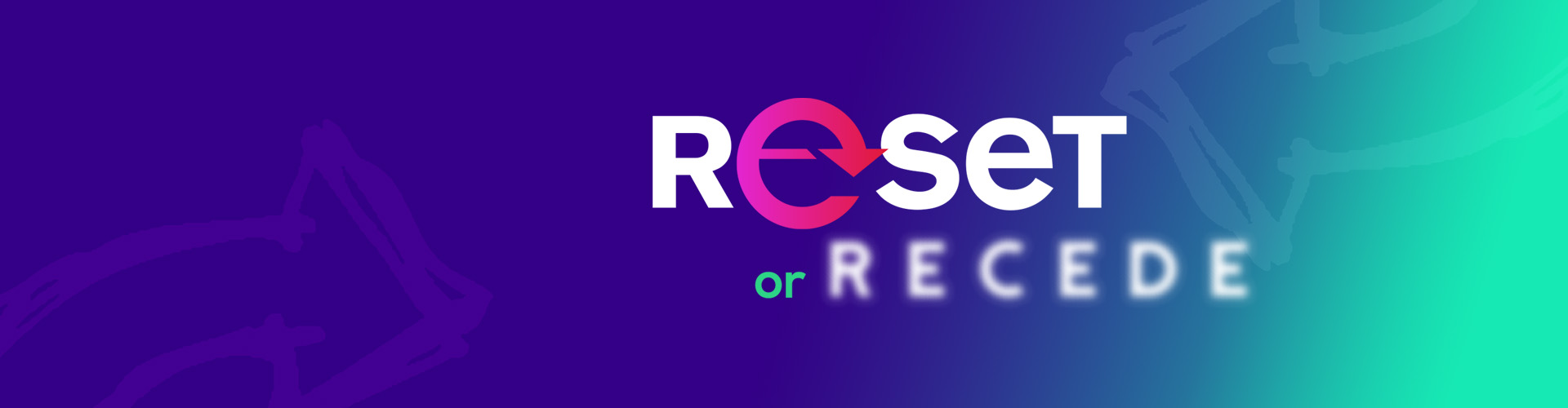 Future Shop® 2021-23: Reset or Recede Report Banner featuring blue to green gradient with title graphic