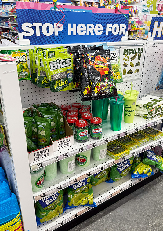 WSL Top Innovator featuring Five Below's pickle trend snacks near checkout