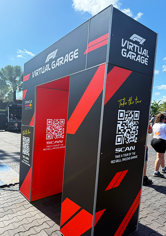 WSL Top Innovator featuring F1 virtual tours of the Red Bull Racing Garage via QR codes standees