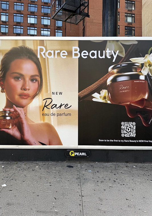 WSL Top Innovator featuring Rare Beauty's scratch-and-sniff billboards promoting their first scent
