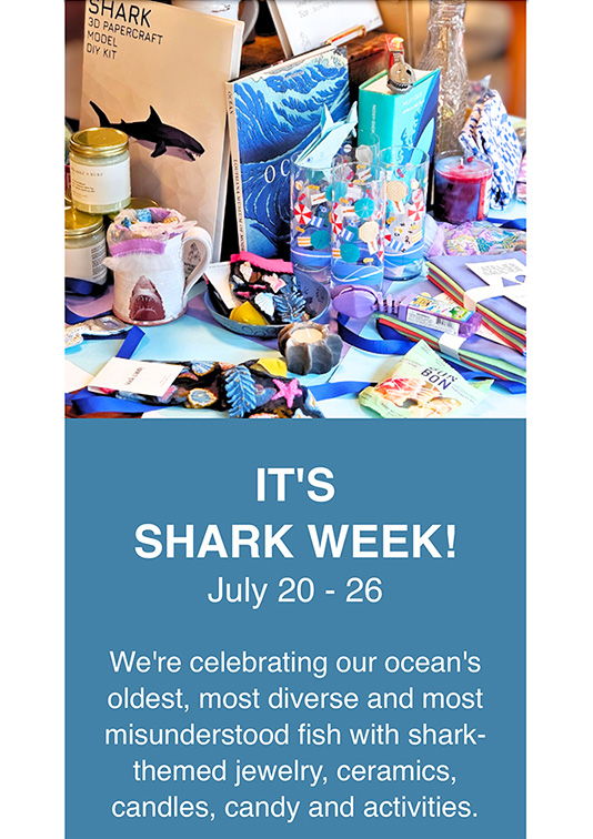 WSL Top Innovator A.Mano's shark week email promoting in-store display