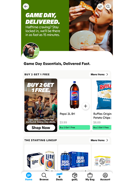 WSL Top Innovator Go Puff app featuring game day delivery specials