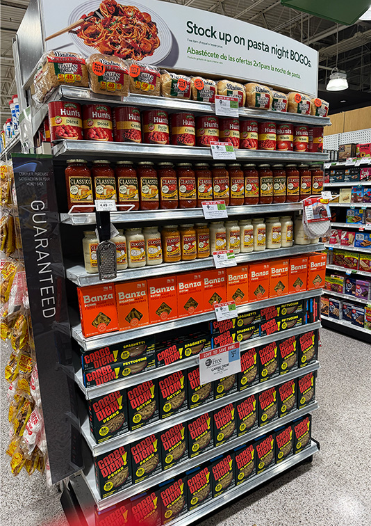 WSL Top Innovator featuring Publix's easy pasta night endcap display