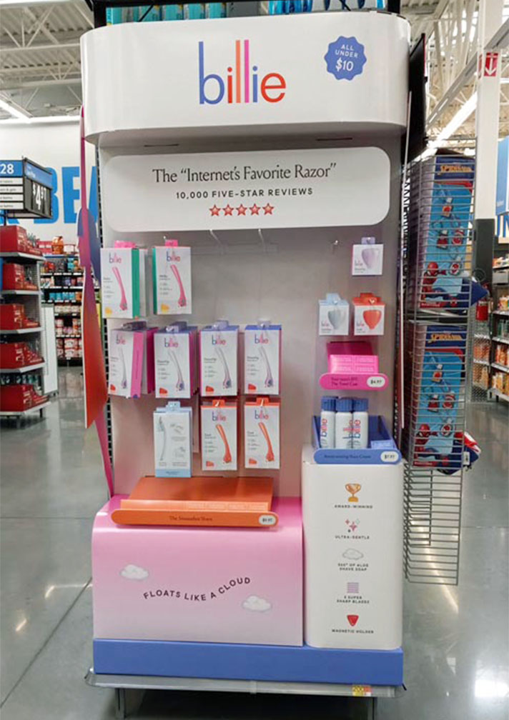 Top Innovator photo of Billie razor display in Walmart