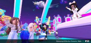 Digital image of Metaverse ShimmerVille world avatars interacting