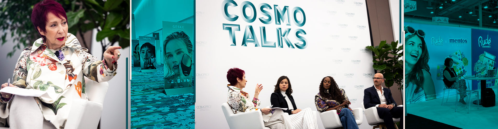 Cosmoprof NA Blog banner featuring cosmo talks panelists and booths