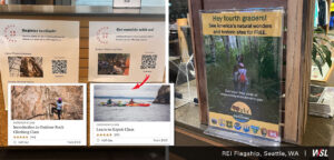 Photo of REI Flagship QR codes promoting outdoor activities