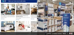 Collage of Lowe's Livable Home website and in-store product section