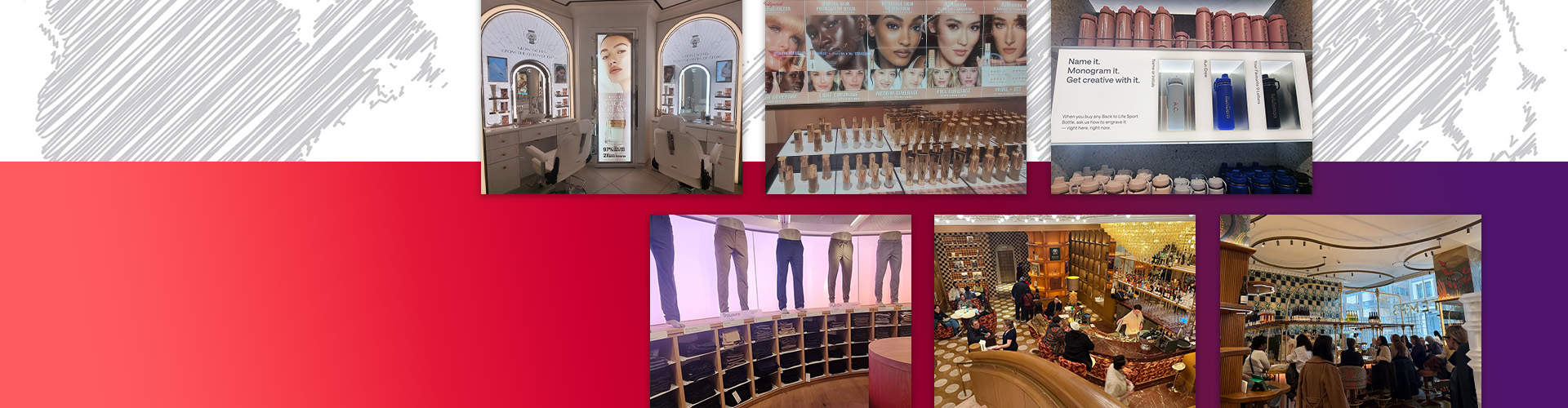 Retail Safari® newsletter banner featuring Charlotte Tilbury, Lululemon, and Printemps flagship stores