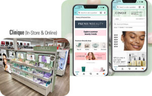 in-line blog image featuring Clinique in Ulta and on Amazon Premium Beauty app landing page