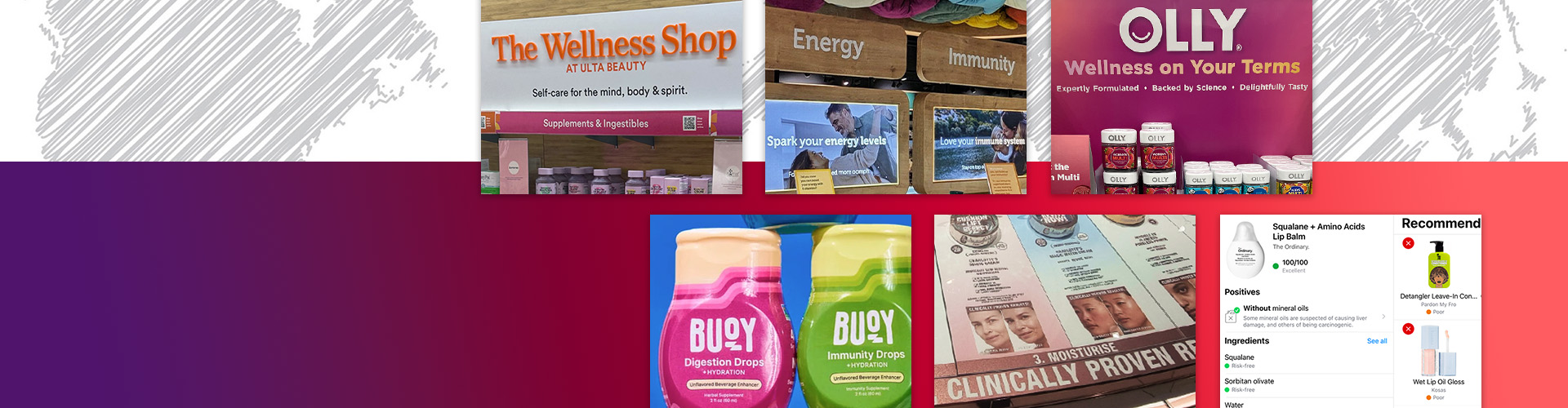 July Retail Safari® newsletter banner featuring Ulta, Holland & Barrett, Buoy, Olly, Charlotte Tilbury, and Yuka